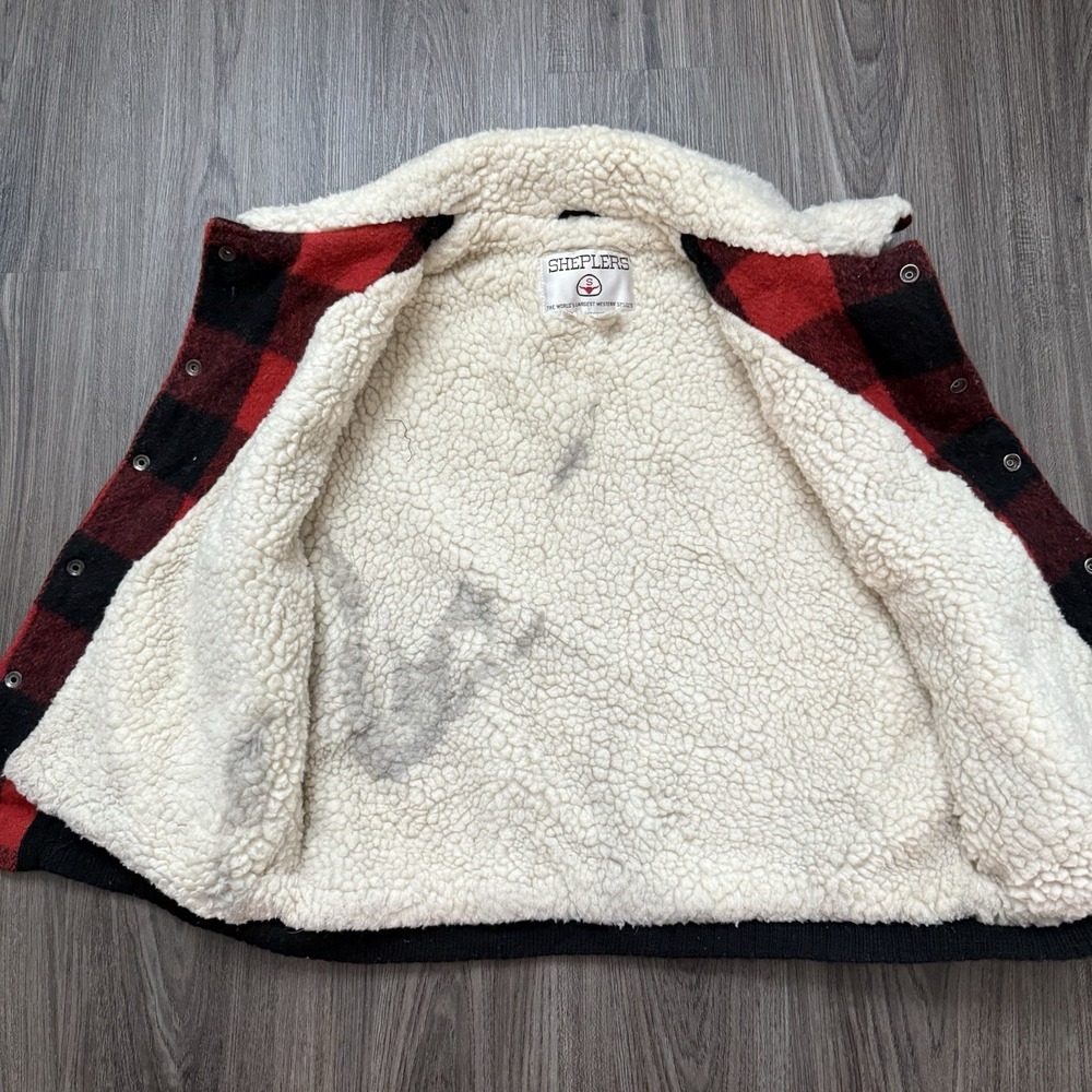 Shepherd Western Buffalo Plaid Vest Sherpa Lined Mens Medium Made In USA Vintage - Picture 4 of 9